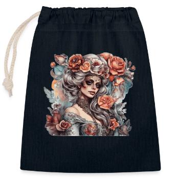 Verträumte und verführerische Frau im vintage Stil - Verschließbarer Geschenkbeutel aus Baumwolle (25x30cm) - Navy - Vorne