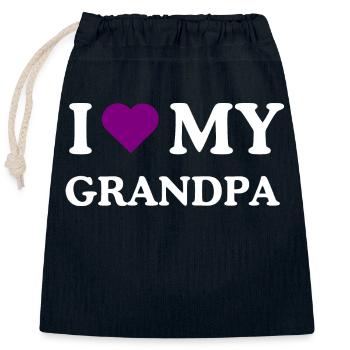 J’adore la conscience de la maladie d’Alzheimer de mon grand-père violet - Sac cadeau en coton avec cordon (25 x 30 cm) - bleu marine - Devant