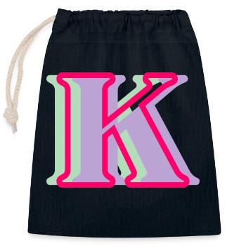 Multicolored letter k - Closable cotton gift bag (25x30cm) - navy - Front