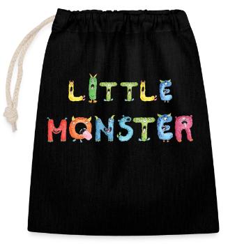 Kleines Monster Alphabet Bunte lustige Buchstaben - Verschließbarer Geschenkbeutel aus Baumwolle (25x30cm) - Schwarz - Vorne