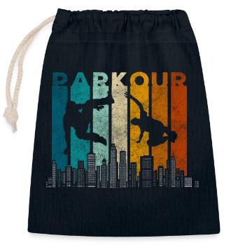 Parkour Running Courage Backflip - Closable cotton gift bag (25x30cm) - navy - Front