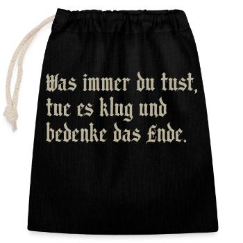 was immer - Verschließbarer Geschenkbeutel aus Baumwolle (25x30cm) - Schwarz - Vorne