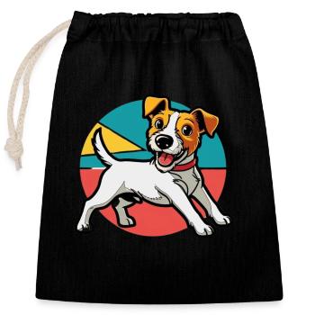Jack Russel Terrier - Verschließbarer Geschenkbeutel aus Baumwolle (25x30cm) - Schwarz - Vorne