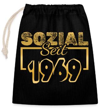 1969 - Closable cotton gift bag (25x30cm) - black - Front