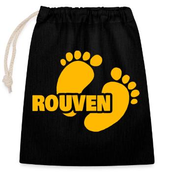 Rouven as birth - Closable cotton gift bag (25x30cm) - black - Front