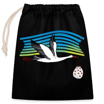 Bird - Closable cotton gift bag (25x30cm) - black - Front