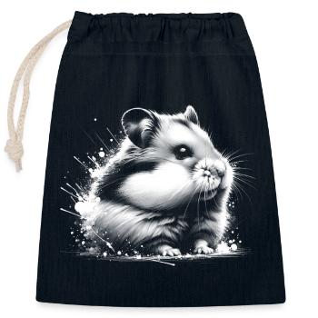 Cute Hamster - Realistic Drawing Style - Closable cotton gift bag (25x30cm) - navy - Front