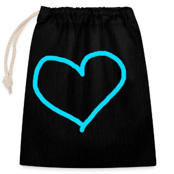 Herz blau hellblau Geschenkidee türkis cyan Liebe - Verschließbarer Geschenkbeutel aus Baumwolle (25x30cm) - Schwarz - Vorne