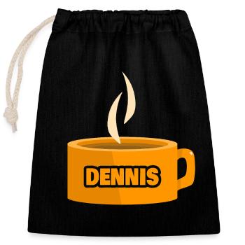 Dennis as a teacup - Closable cotton gift bag (25x30cm) - black - Front