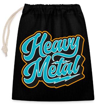 Heavy Metal Retro-Skript - Verschließbarer Geschenkbeutel aus Baumwolle (25x30cm) - Schwarz - Vorne