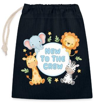 Baby Neugeborenes Safari Tiere New To The Crew - Verschließbarer Geschenkbeutel aus Baumwolle (25x30cm) - Navy - Vorne