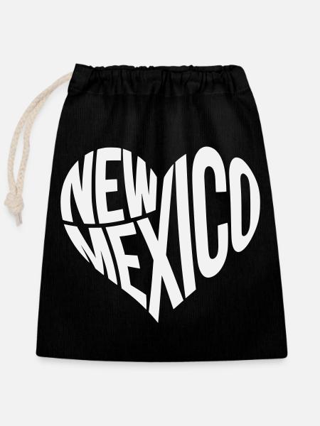 New Mexico Herz Typo - Verschließbarer Geschenkbeutel aus Baumwolle (25x30cm) - Schwarz