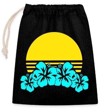 Sonne Hibiskus Neon-Tropen - Verschließbarer Geschenkbeutel aus Baumwolle (25x30cm) - Schwarz - Vorne