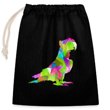 perroquet coloré - Sac cadeau en coton avec cordon (25 x 30 cm) - noir - Devant