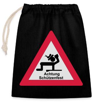 Attention Marksmen - Closable cotton gift bag (25x30cm) - black - Front