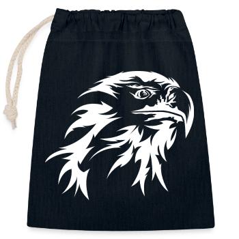 Aigle Illustration Tête Portrait Art Nature Animaux - Sac cadeau en coton avec cordon (25 x 30 cm) - bleu marine - Devant