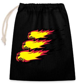Fire flame fireball formation agro - Closable cotton gift bag (25x30cm) - black - Front