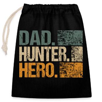 Jäger Vater Papa Held Sprüch Lustig Retro Style - Verschließbarer Geschenkbeutel aus Baumwolle (25x30cm) - Schwarz - Vorne