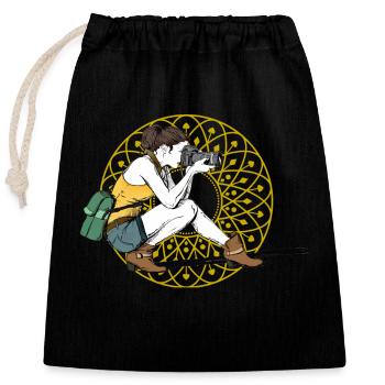 fille puissance appareil photo photographie prise femme féminine LOL - Sac cadeau en coton avec cordon (25 x 30 cm) - noir - Devant