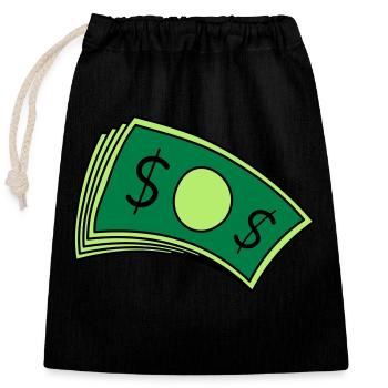 Piles d’argent de billets - Sac cadeau en coton avec cordon (25 x 30 cm) - noir - Devant