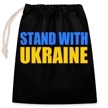 stand with ukraine - Verschließbarer Geschenkbeutel aus Baumwolle (25x30cm) - Schwarz - Vorne