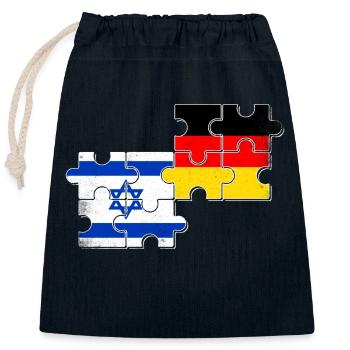 Israël Allemagne Drapeau Israélien Allemand - Sac cadeau en coton avec cordon (25 x 30 cm) - bleu marine - Devant