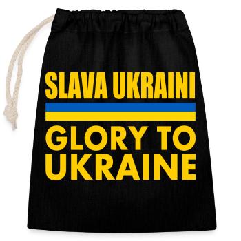 Slava ukraini - Closable cotton gift bag (25x30cm) - black - Front