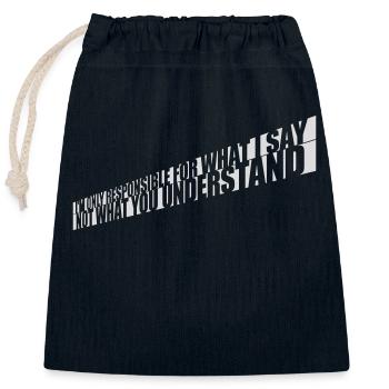 ce que je dis citation - Sac cadeau en coton avec cordon (25 x 30 cm) - bleu marine - Devant
