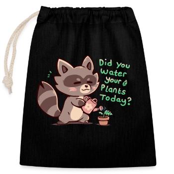 Did you Water your Plants - Closable cotton gift bag (25x30cm) - black - Front