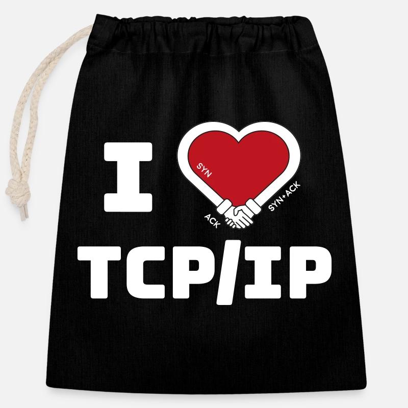 I love TCP/IP - Tribut an TCP IP & DARPA - Verschließbarer Geschenkbeutel aus Baumwolle (25x30cm) - Schwarz