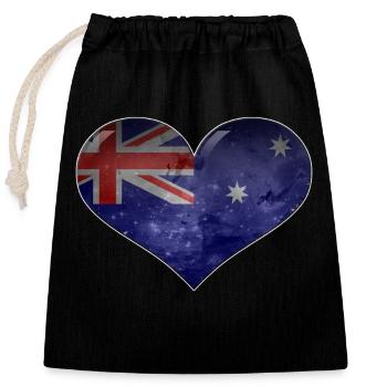 Australien-Herz - Verschließbarer Geschenkbeutel aus Baumwolle (25x30cm) - Schwarz - Vorne
