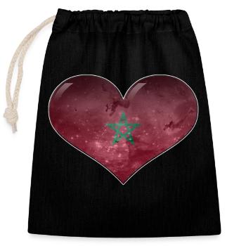 Coeur marocain - Sac cadeau en coton avec cordon (25 x 30 cm) - noir - Devant