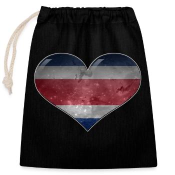 Costa Rica-Herz - Verschließbarer Geschenkbeutel aus Baumwolle (25x30cm) - Schwarz - Vorne