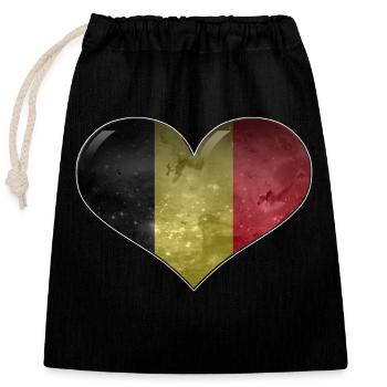 Belgien-Herz - Verschließbarer Geschenkbeutel aus Baumwolle (25x30cm) - Schwarz - Vorne