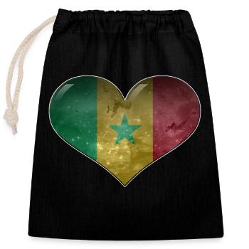 Senegal-Herz - Verschließbarer Geschenkbeutel aus Baumwolle (25x30cm) - Schwarz - Vorne
