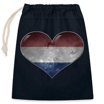 Holland-Heart - Closable cotton gift bag (25x30cm) - navy - Front