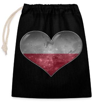 Pologne Coeur - Sac cadeau en coton avec cordon (25 x 30 cm) - noir - Devant