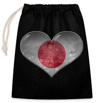 Japan Heart - Closable cotton gift bag (25x30cm) - black - Front