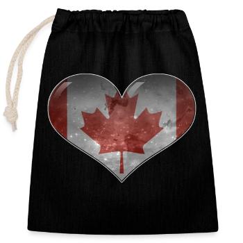 Canada Heart - Closable cotton gift bag (25x30cm) - black - Front
