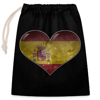 Cœur de l’Espagne - Sac cadeau en coton avec cordon (25 x 30 cm) - noir - Devant