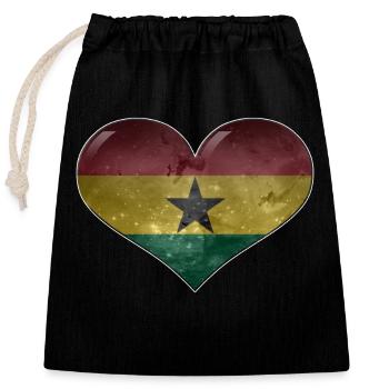 Cœur ghanéen - Sac cadeau en coton avec cordon (25 x 30 cm) - noir - Devant