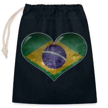 Brasilien-Herz - Verschließbarer Geschenkbeutel aus Baumwolle (25x30cm) - Navy - Vorne