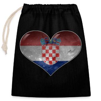 Cœur de la Croatie - Sac cadeau en coton avec cordon (25 x 30 cm) - noir - Devant