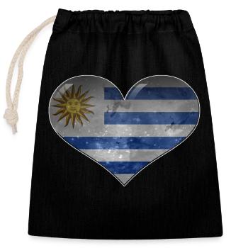 Uruguay-Herz - Verschließbarer Geschenkbeutel aus Baumwolle (25x30cm) - Schwarz - Vorne