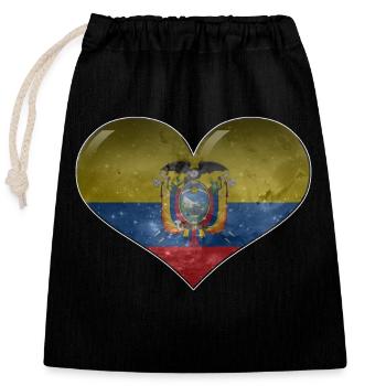 Ecuador-Herz - Verschließbarer Geschenkbeutel aus Baumwolle (25x30cm) - Schwarz - Vorne