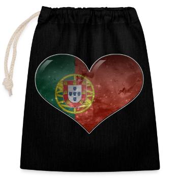 Coeur Portugal - Sac cadeau en coton avec cordon (25 x 30 cm) - noir - Devant