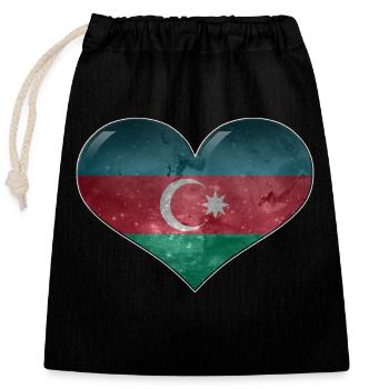 Cœur de l’Azerbaïdjan - Sac cadeau en coton avec cordon (25 x 30 cm) - noir - Devant