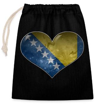 Bosnien und Herzegowina-Herz - Verschließbarer Geschenkbeutel aus Baumwolle (25x30cm) - Schwarz - Vorne