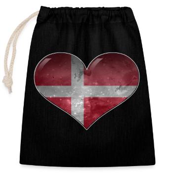 Denmark-Heart - Closable cotton gift bag (25x30cm) - black - Front