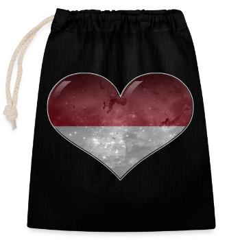 Indonesia Heart - Closable cotton gift bag (25x30cm) - black - Front